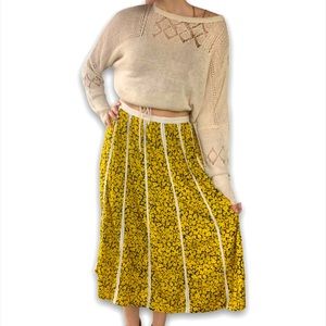 Derek Lam Yellow Floral Midi Skirt